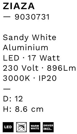 Spot aplicat, Plafoniera LED Ziaza alb, 12cm