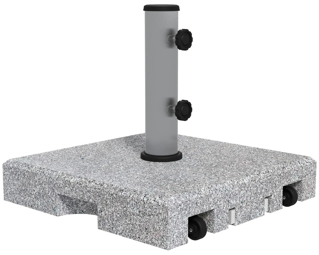 Outsunny Bază Umbrelă 28kg din Granit, Suport cu Maner Extensibil și Roți, 41x41x37.5cm, Gri | Aosom Romania