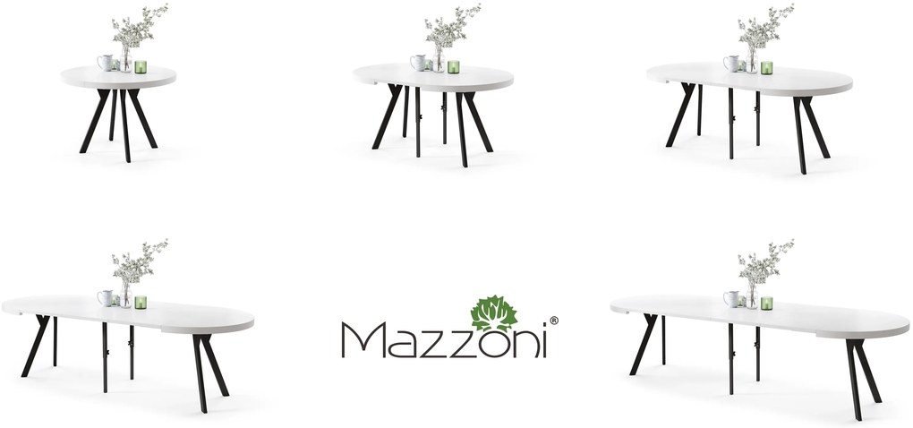Mazzoni VITO Alb Mat/picioare negre - MASĂ MARE ROTUNDĂ Ø110 EXTENSIBILĂ PÂNĂ LA 310 cm CU PICIOARE "Y" LOFT/INDUSTRIALĂ
