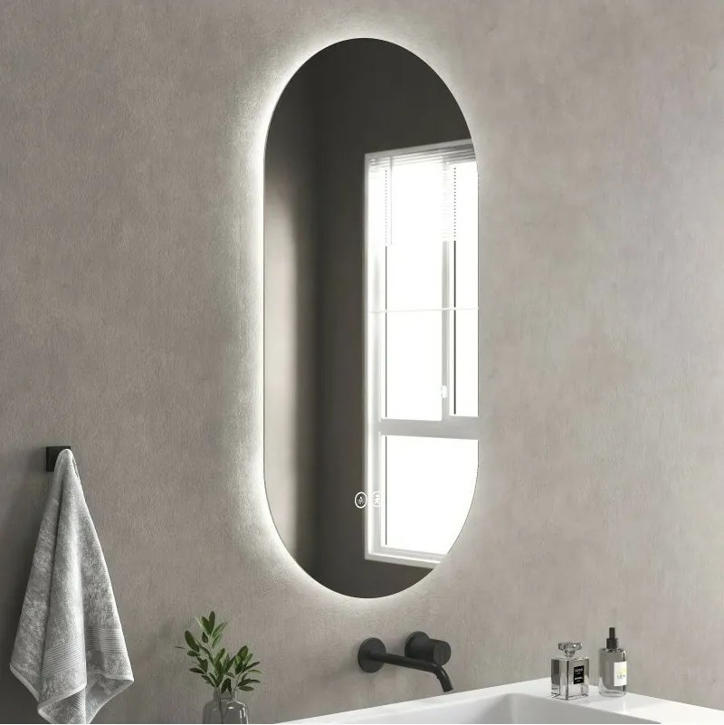 Oglinda cu iluminare si dezaburire Inter Ceramic Bruno ovala 50x100 cm