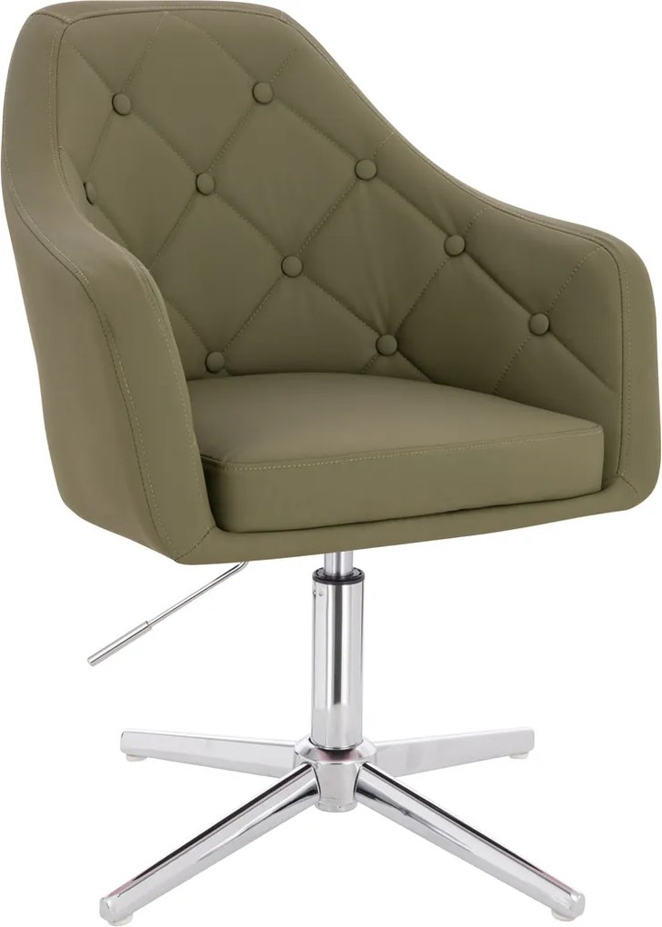 HR831CROSS Scaun Khaki Piele Ecologica Premium Soft cu Bază Cromata