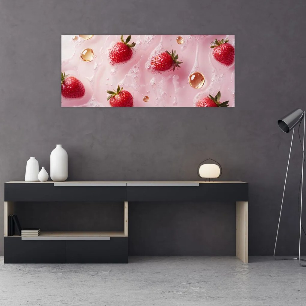 Tablou - Căpșuni în bule (120x50 cm)