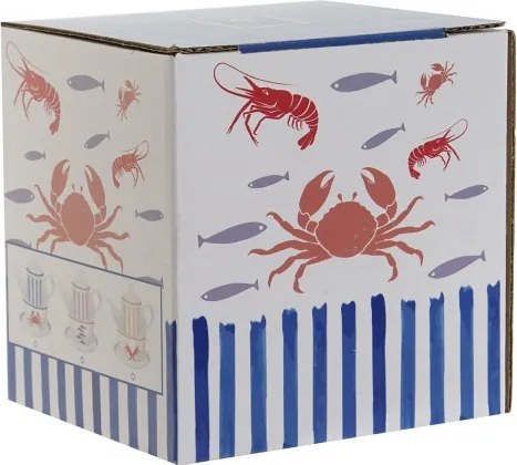Set ceainic și cană din sticlă și porțelan cu motive marine, 250 ml, 16,5×13,5×14 cm, „Aigua"