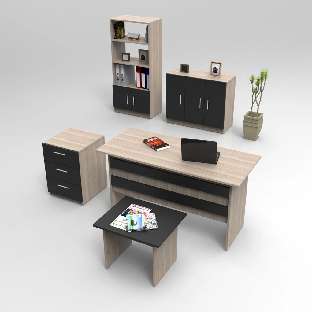 Set pentru birou Vincent 14 (stejar + negru). 1072647