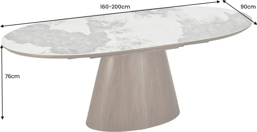 Masa extensibila, Ceramica, Furnir nuc, UNIQUE 160-200cm