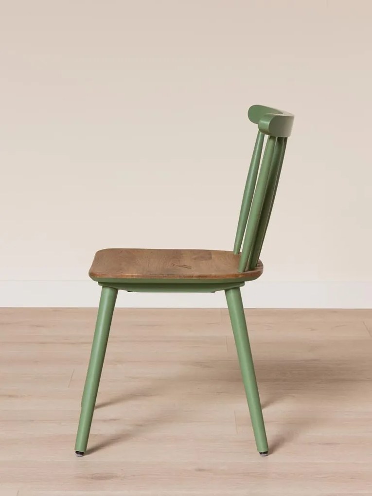 Scaun verde salvie din lemn de mango, "Paulin"