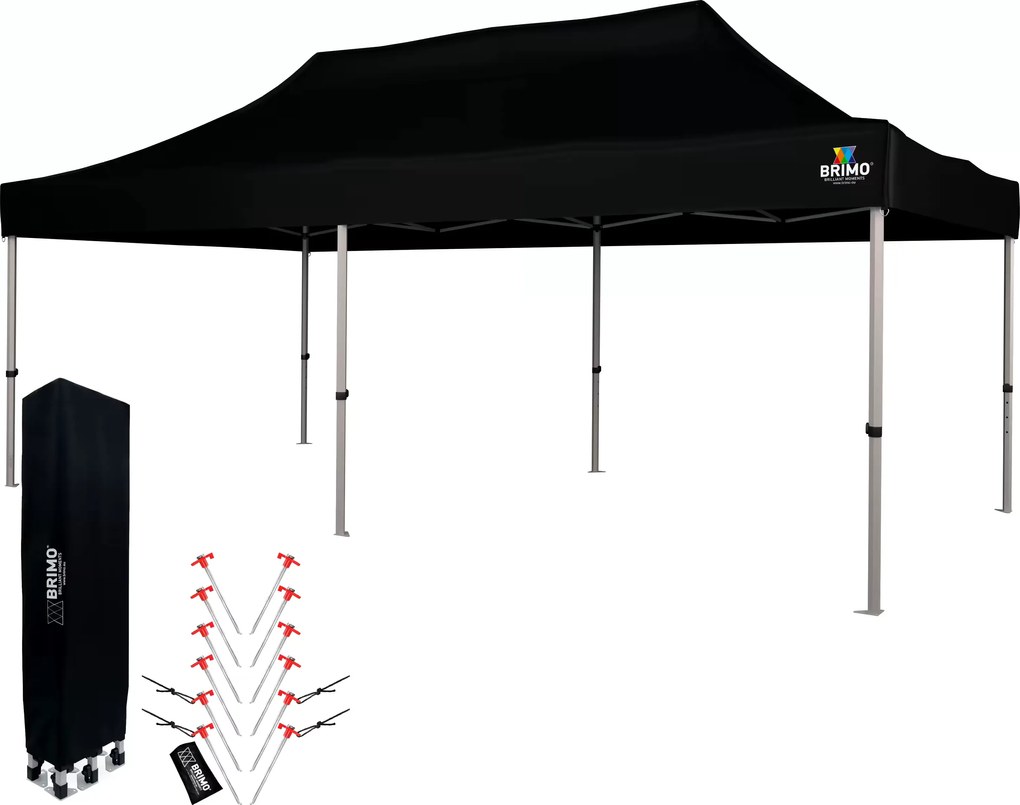 Cort tip foarfecă 3x6 m ALU fără pereți - Cadru din aluminiu, Impermeabil - fără pereți - Negru