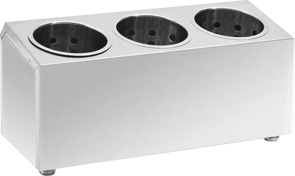 vidaXL Suport pentru tacâmuri 3 inserții, oțel inoxidabil, rectangular