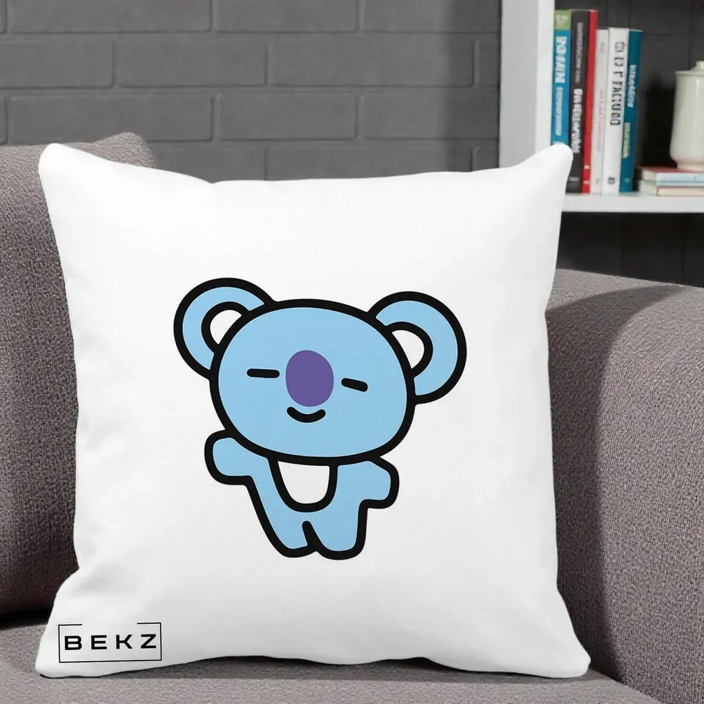 Perna Personalizata BT21 Koya Kawaii, 40x40 cm, Alba Mata, Husa Detasabila, Perna Inclusa, BEKZ®