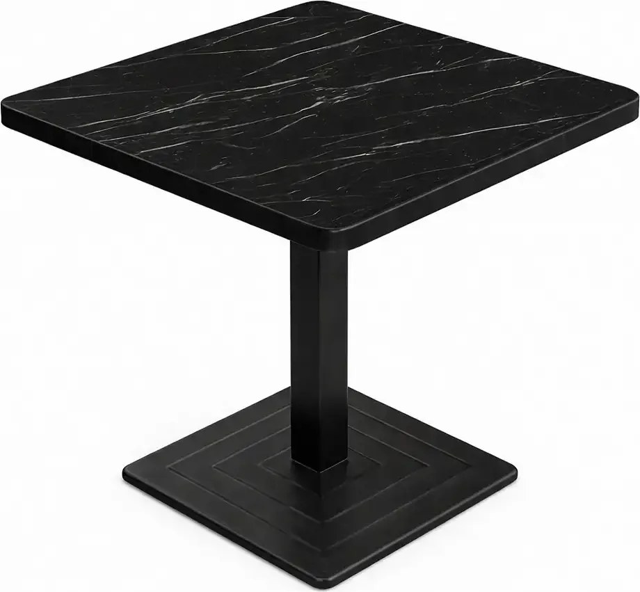 Masa din MDF, patrat  texturata, Homs, negru marmorat, 80 x 80 x 75 cm, A0111