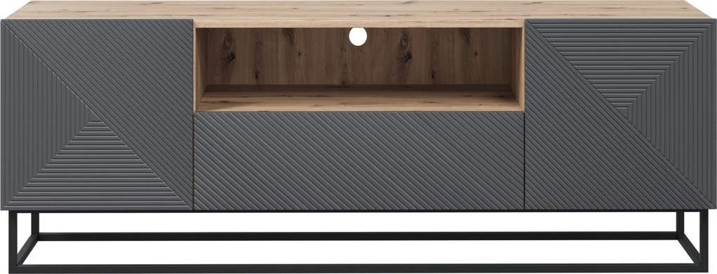 Comodă TV cu sertar și cadru metalic Asha 167 cm - artisan / rivier stone mat