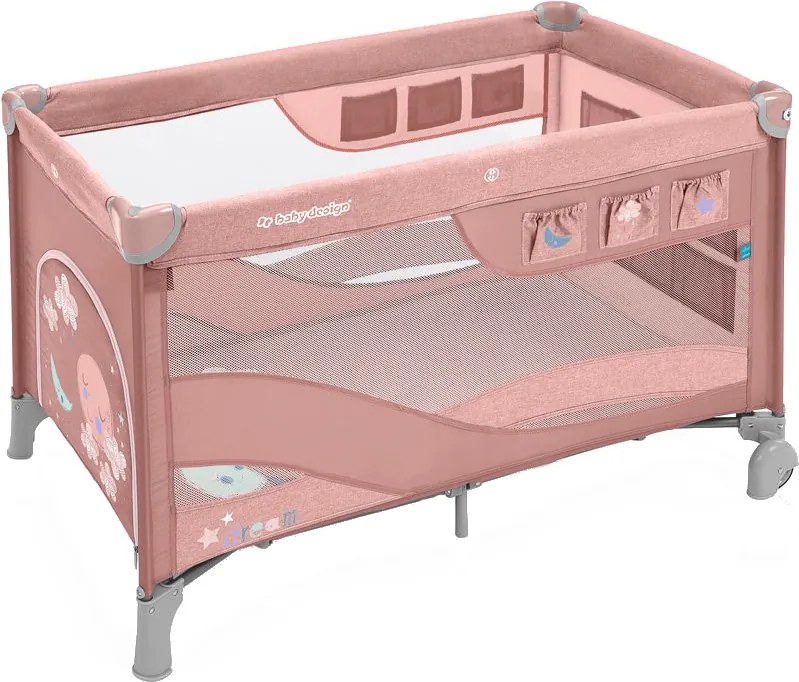 Patut pliabil Baby Design Dream Regular cu 2 nivele 08 Pink 2019