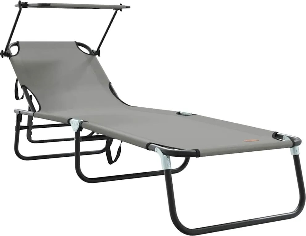 vidaXL Șezlong pliabil Gri 190 x 57 x 81 cm oxford