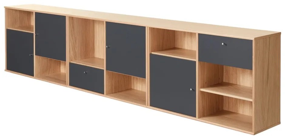 Comodă joasă neagră cu aspect de stejar 267x61 cm Mistral - Hammel Furniture
