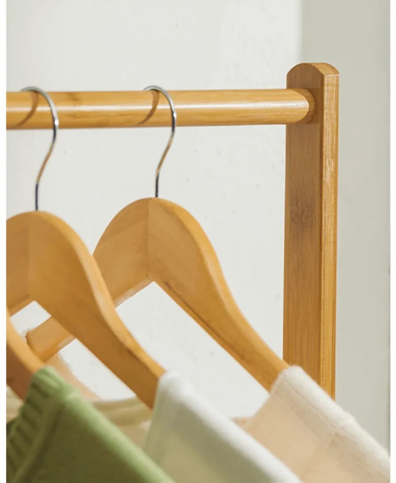 Cuier mobil din bambus Vikir Tip 1, 60 x 37 x 180cm