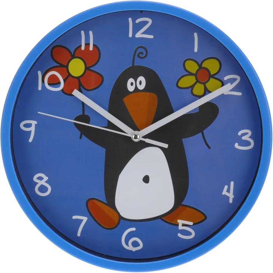 Ceas de perete Pinguino, albastru, 23 cm