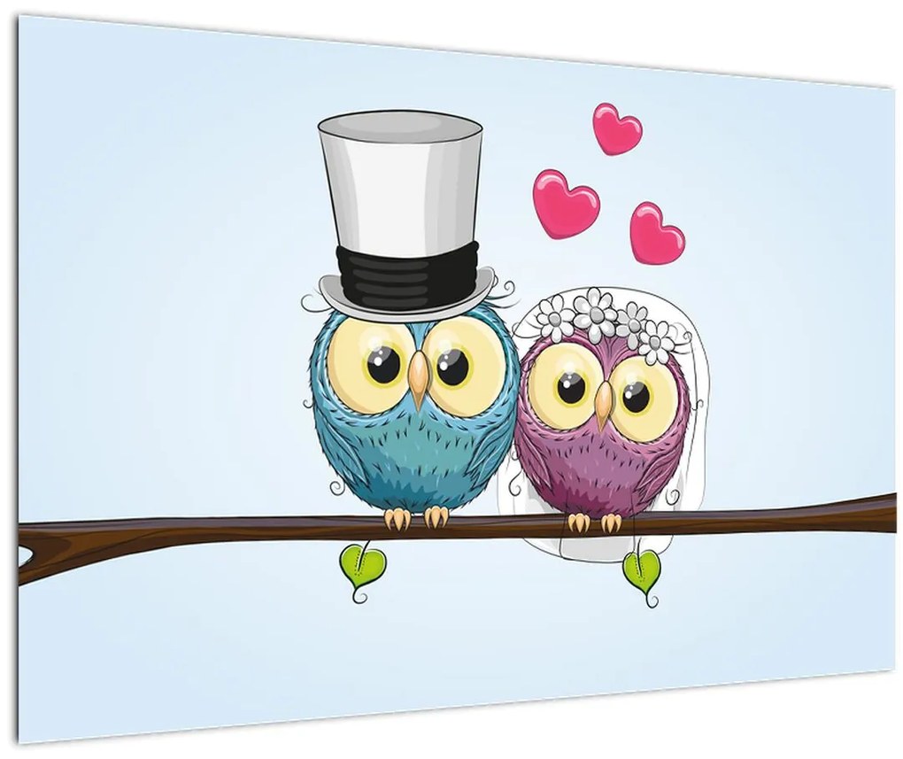 Tablou - Bufnițe îndrăgostite (90x60 cm)