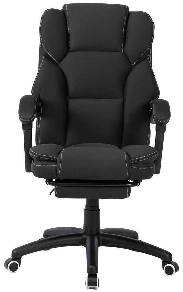 Scaun directorial, Masaj si Incalzire in 7 puncte, spatar rabatabil, suport pentru picioare, material textil premium, Negru