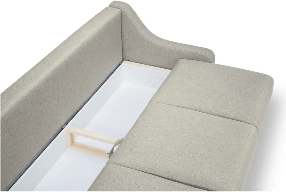 Canapea extensibilă cu spațiu de depozitare Mazzini Sofas Freesia, gri deschis
