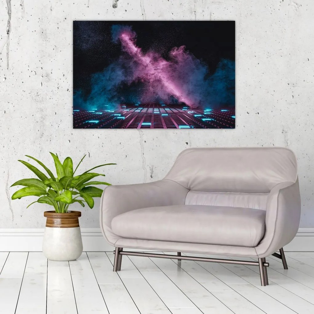 Tablou - Fum roz-albastru (90x60 cm)