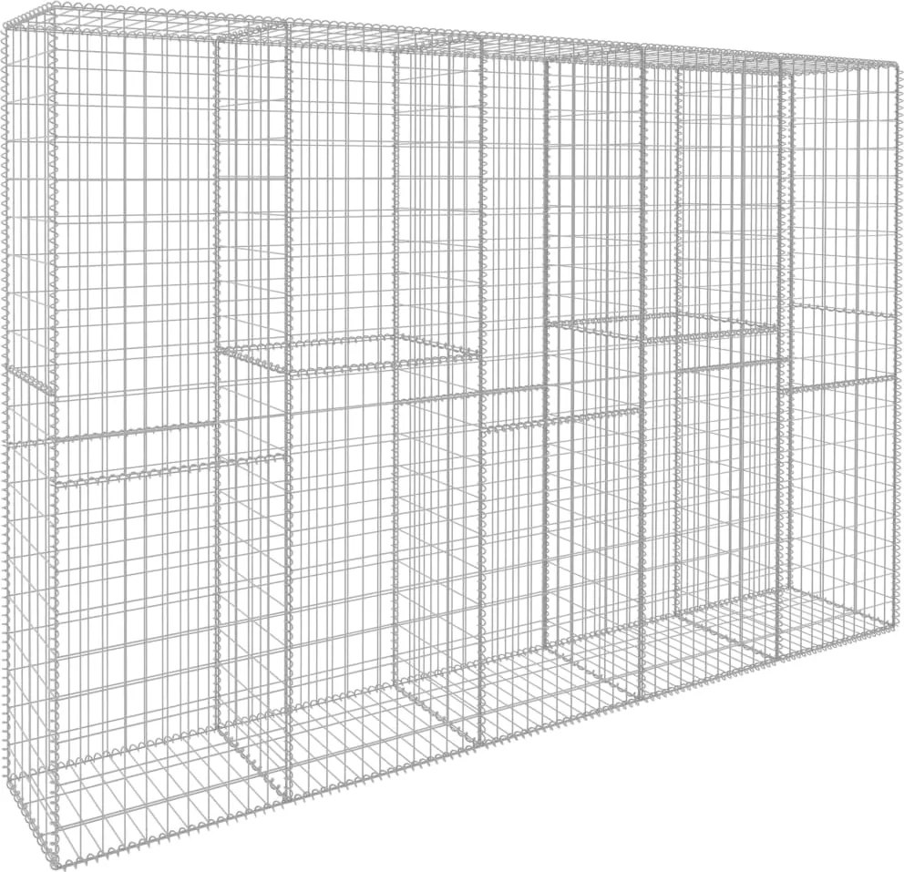 vidaXL Perete gabion cu capace, 300 x 50 x 200 cm, oțel galvanizat