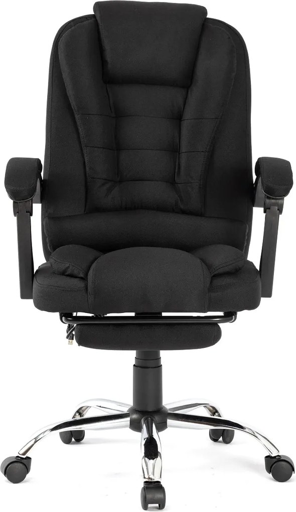 Scaun directorial, Masaj în perna lombară, Suport picioare, Rabatabil, textil, Negru