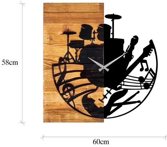 Ceas de perete 60x58 cm 1xAA lemn/metal