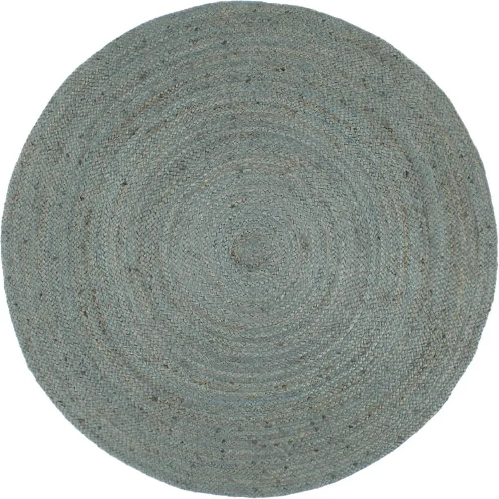 vidaXL Covor lucrat manual, verde măsliniu, 240 cm, iută, rotund