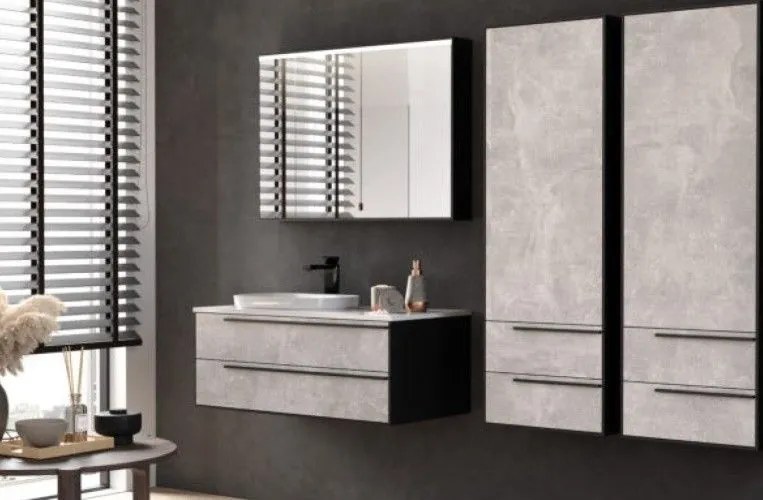 Set mobilier baie (masca cu 2 sertare si lavoar) Kolpa San Grace 100x52xH39 cm, gri (light concrete)