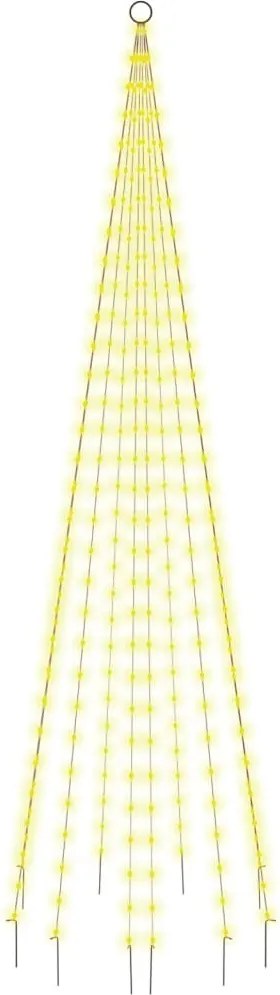 vidaXL Brad de Crăciun pe catarg, 310 LED-uri, alb cald, 300 cm