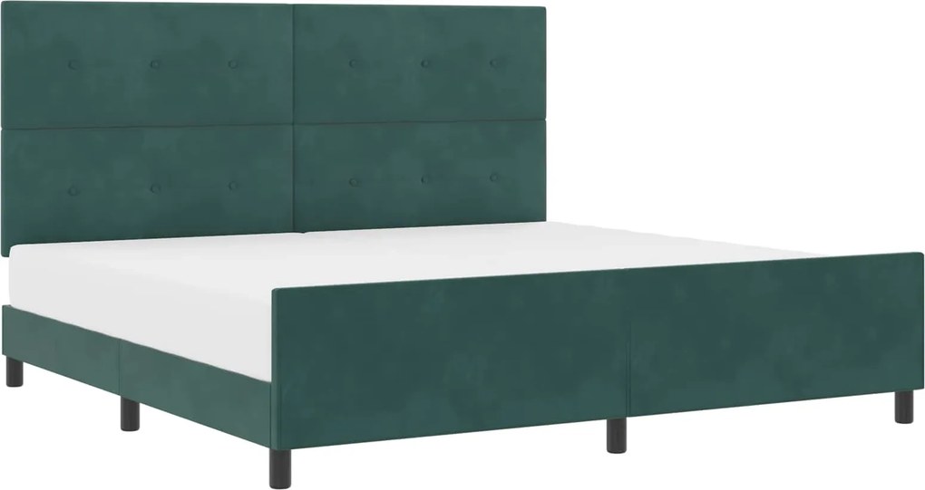 vidaXL Pat cu arcuri cu headboard Verde închis 200 x 200 cm Catifea