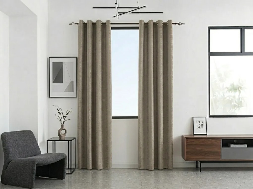 Perdea blackout LOOM VELVET 140x250 cm, bej-maroniu Agatat: Inele metalice