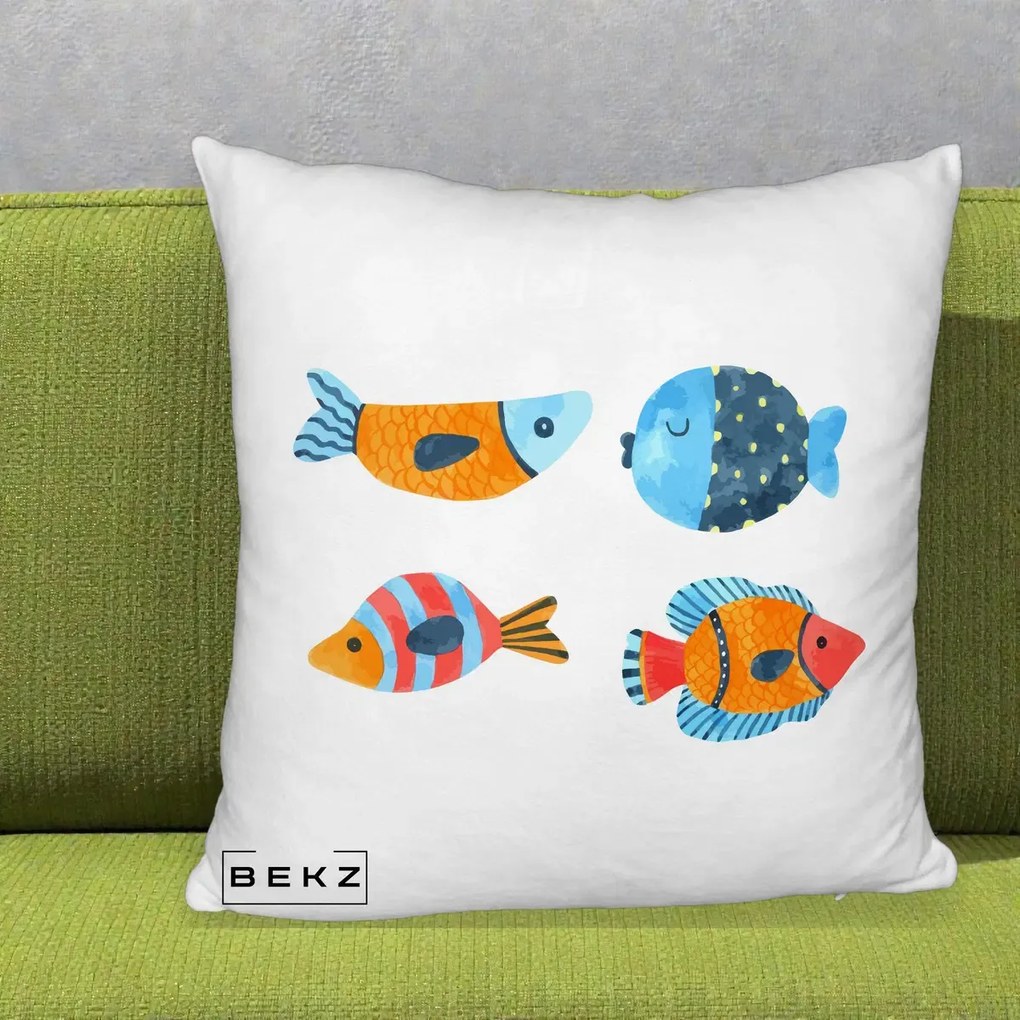 Perna Decorativa Pesti Acuarela, 40x40 cm, Alb Pufos, Husa Detasabila, Perna Inclusa, BEKZ®