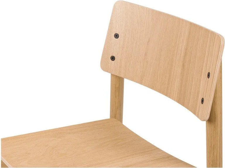 Scaun de dining în culoare naturală stivuibil cu aspect de lemn de stejar Wem – noo.ma