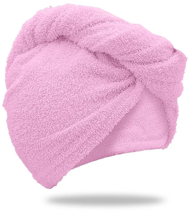 Prosop turban roz cu uscare rapida, 100% bumbac