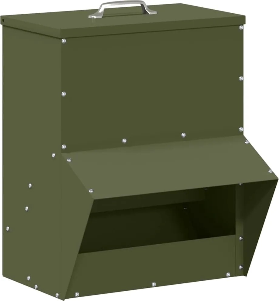vidaXL Feeder pentru pui Verde măsliniu 20 x 25 x 35 cm
