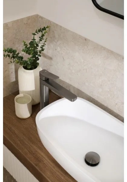 Baterie lavoar MALAGA KFA Armatura 4522-712-61 - 30,3 cm cu sifon, gri metalizat