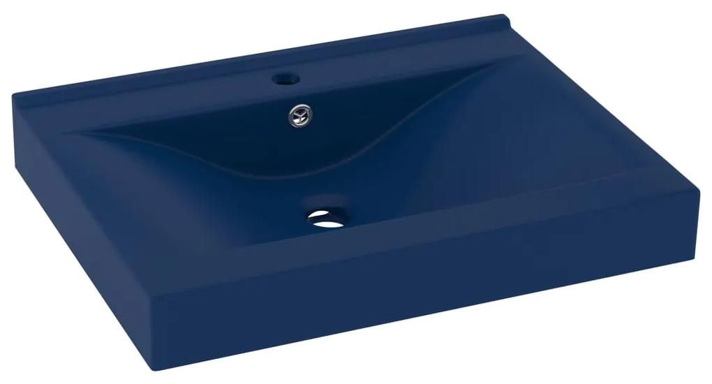 Chiuveta baie lux orificiu robinet albastru 60x46 cm ceramica matte dark blue