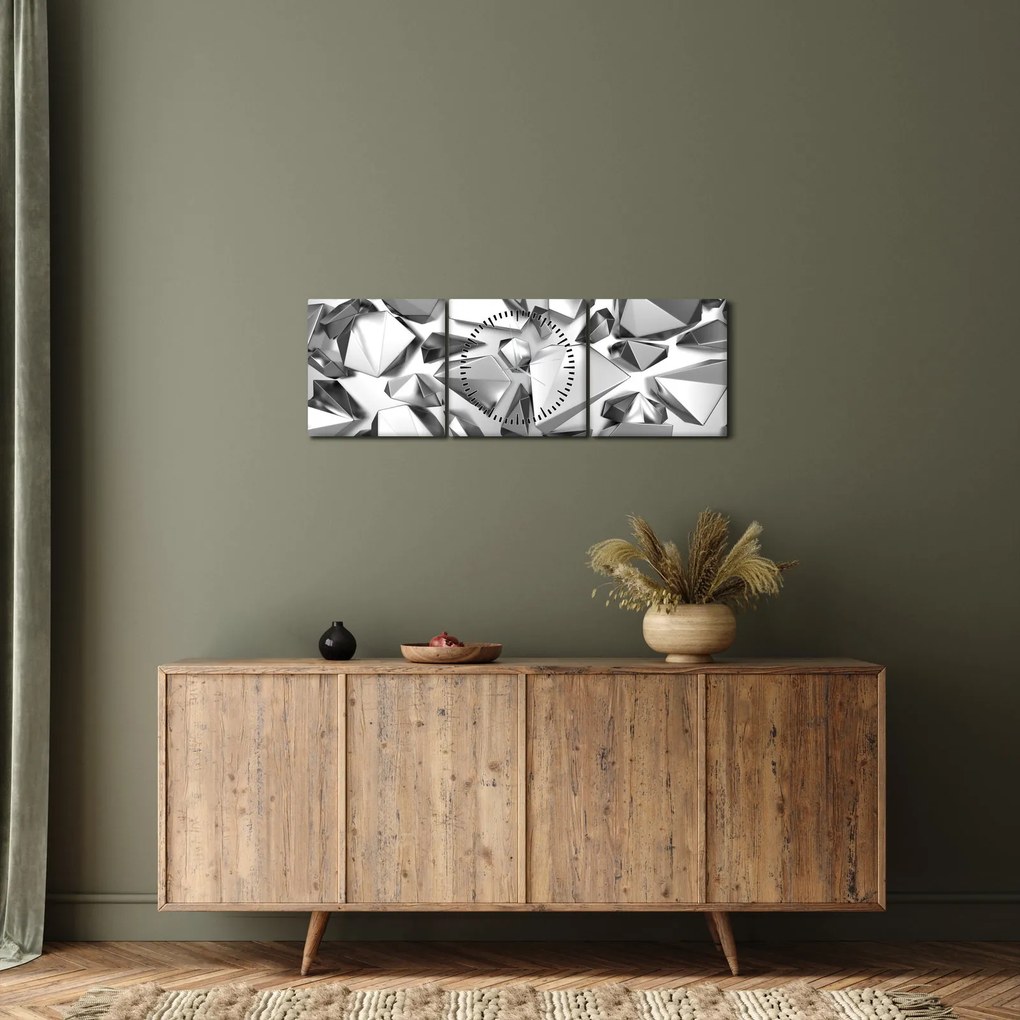 Tablou cu abstracție 3D (cu ceas) (90x30 cm)