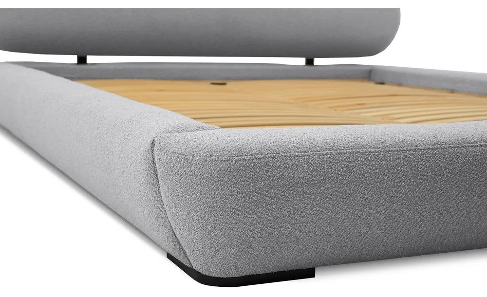 Pat matrimonial gri tapițat cu somieră 160x200 cm Odette – Scandic