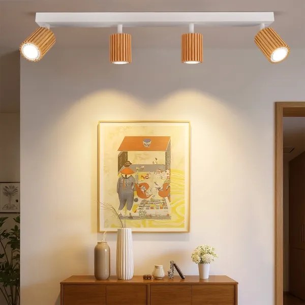Brilagi - Lampă cu spoturi MODERN WOOD 4xGU10/8W/230V lemn/alb