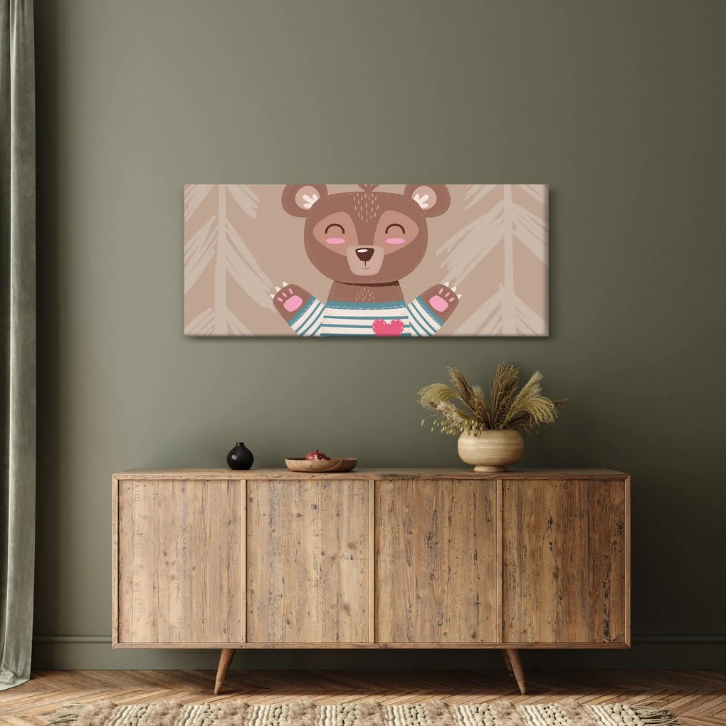 Tablou - Ursuleț de pluș în tricou cu dungi (120x50 cm)