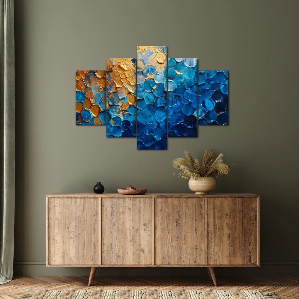 Tablou - Pictura albastru-auriu (150x105 cm)