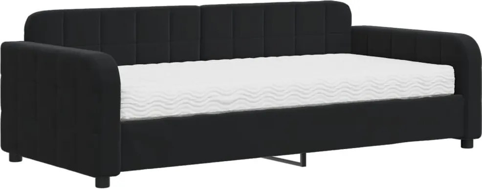vidaXL Pat de zi cu saltea, negru, 90x190 cm, catifea