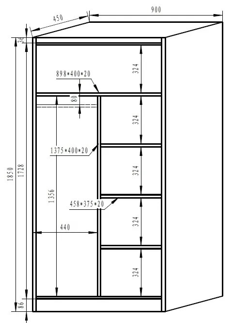 Dulap metalic, 90 x 45 x 185 cm, încuietoare cu cilindru, albastru - ral 5012