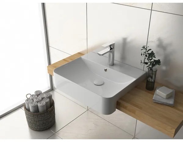 Isvea - Lavoar semi-încastrat SOTT AQUA 59x49 cm ceramică/alb