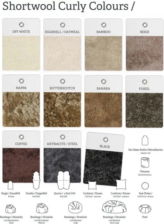 Fotoliu puf din blana de oaie Short Wool Curly Bean Bag Large