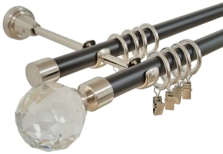 Galerie dubla duo - KULA CRISTAL 19/19 - negru lucios + INOX (Alege marime: 320 cm)
