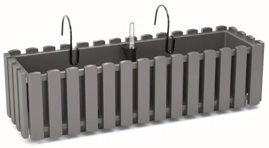 Jardiniera decorativa, suport metalic, sistem irigare, gri, 58x18x16.2 cm, Boardee Fencycase W 