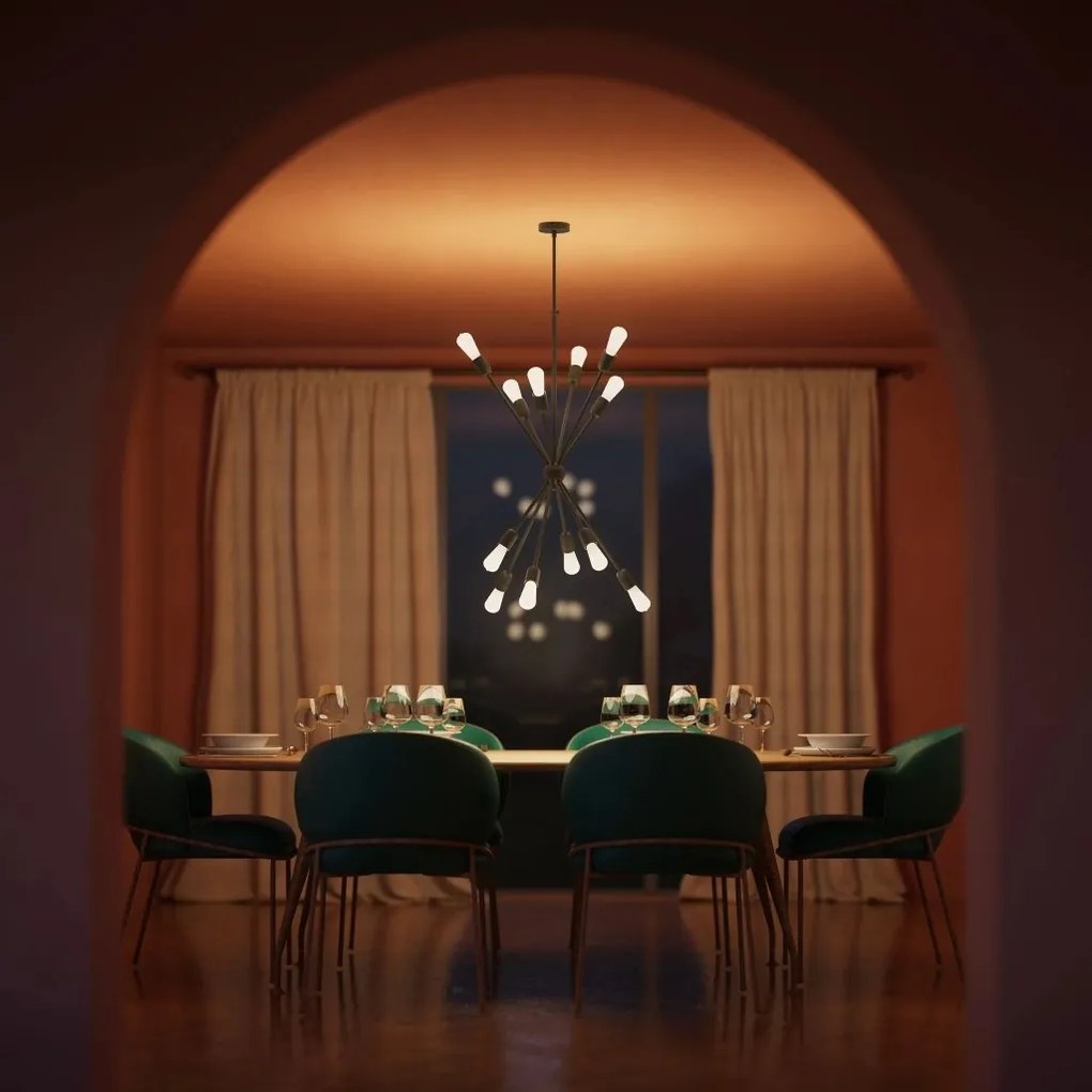 Lustra din alama cu 12 surse de lumina Sputnik